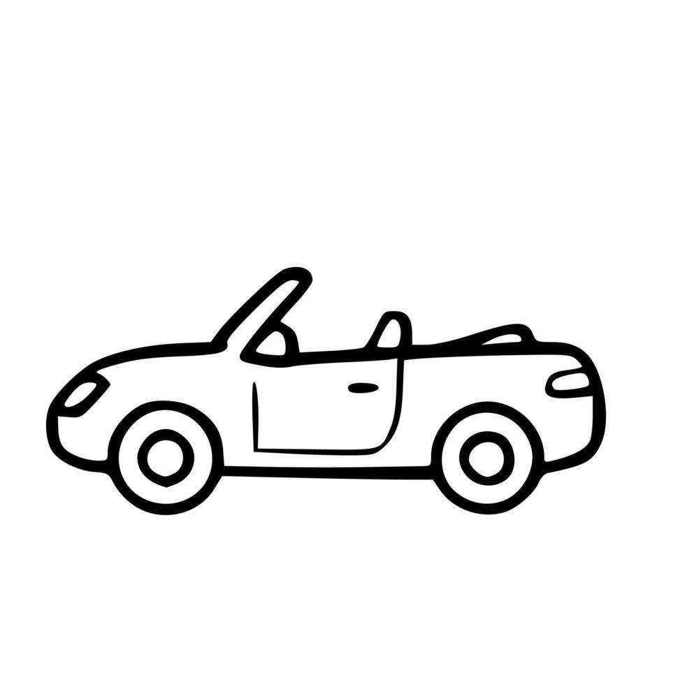 Simple Line Art Convertible Car Outline Road Vehicle Illustration vector