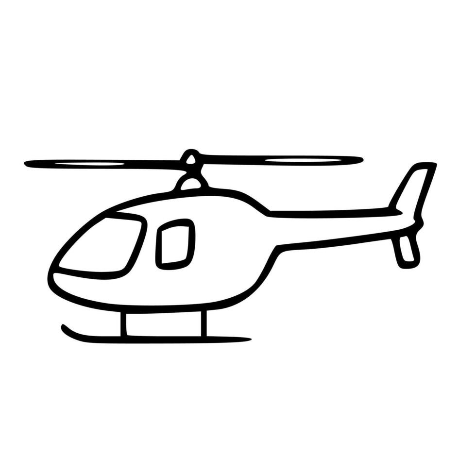 Simple Line Art Helicopter Illustration Transportation Vehicle Flying Machine Element vector