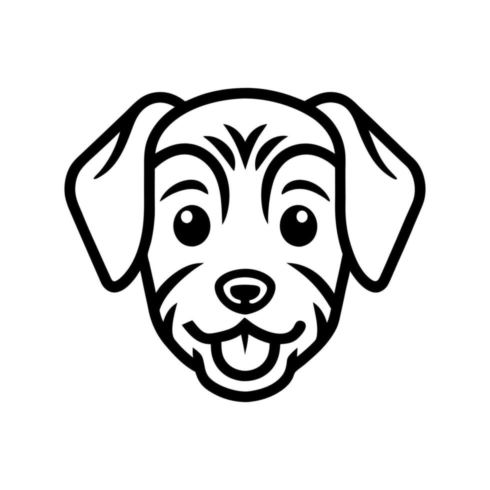Cute Outline Dog Head Puppy Face Simple Cartoon Illustration vector
