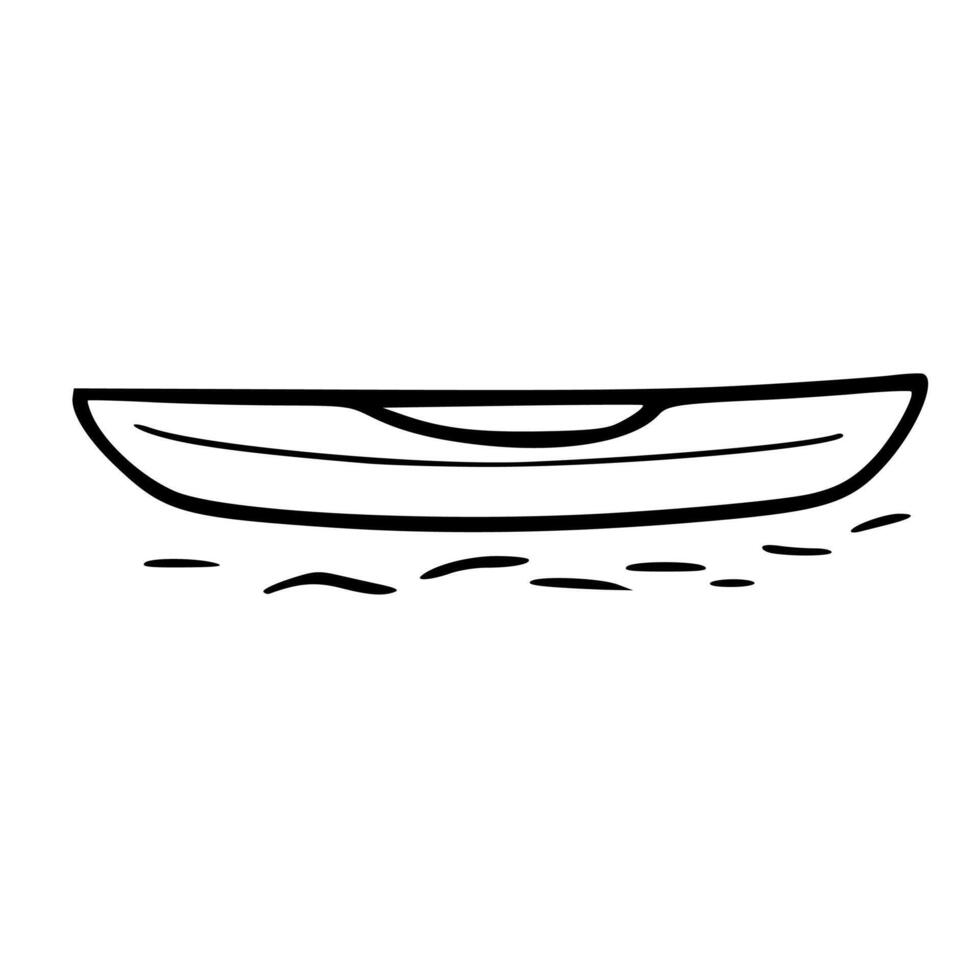 Minimalist Outline Simple Kayak on Water Transportation Line Art Icon vector