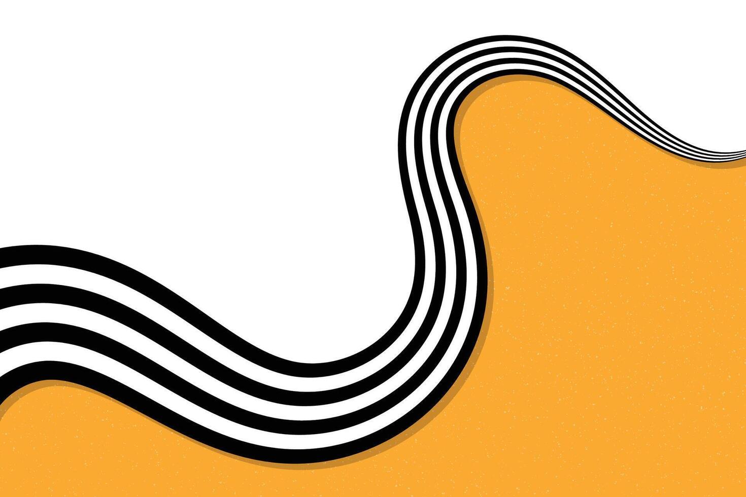 Black and white striped wave flowing over a yellow textured surface, forming a dynamic abstract wallpaper with a modern smooth layout vector