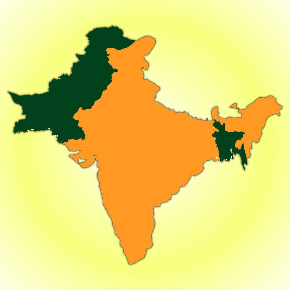 Realistic geopolitical map of Pakistan, Bangladesh, and India. Bangladesh map, Pakistani map and Indian map showcasing territory of the country. Geopolitical map of India, Bangladesh and Pakistan. vector
