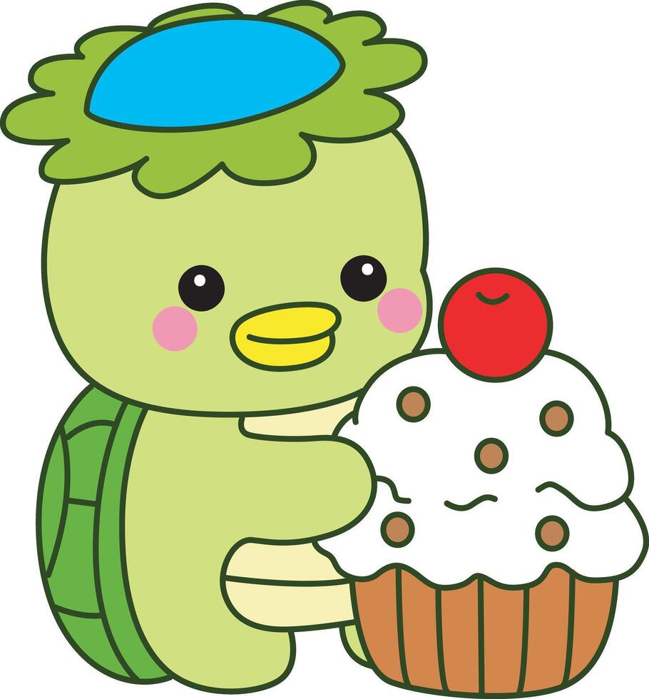 Kappa bring a cupcake. vector