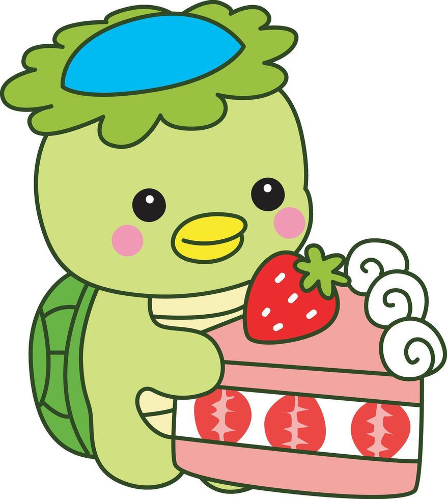 Kappa bring a strawberry cake. vector