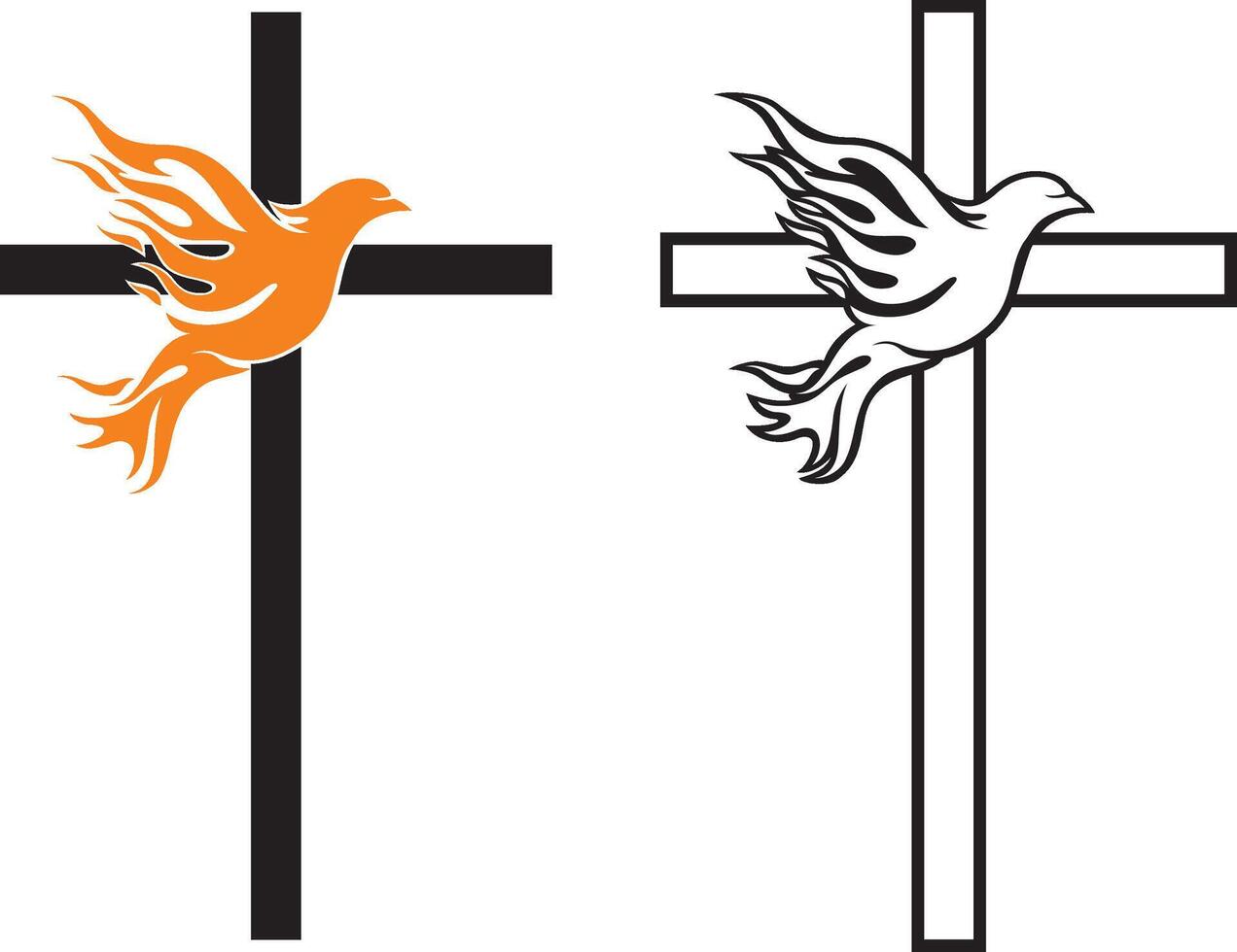 Flame Dove Cross Symbol vector