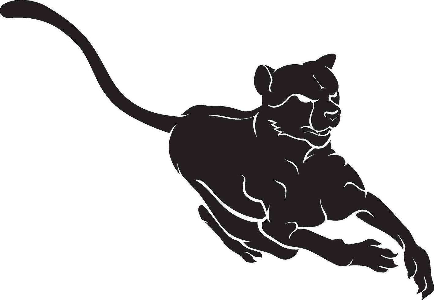 Fast Cheetah Front Silhouette vector