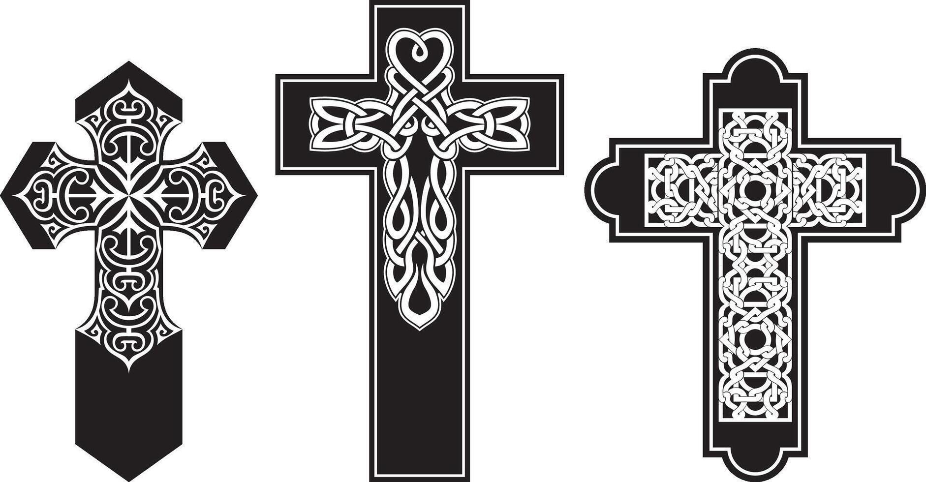 Celtic Style Cross, Varied Design Pattern vector