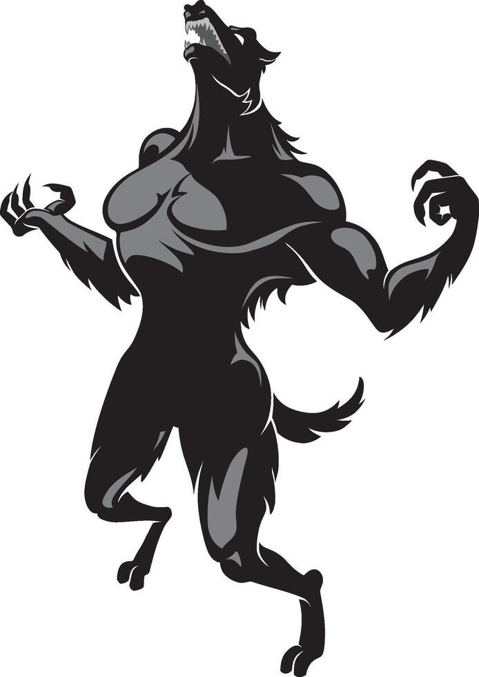 Werewolf Howling Isolated Mythical Creature vector
