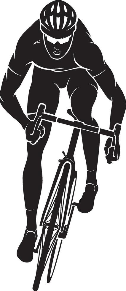 Cyclist Racing Front, Silhouette Illustration vector