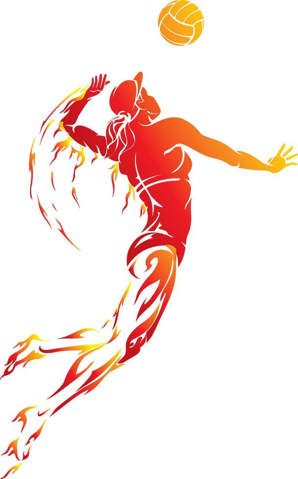 Beach Volleyball, Abstract Flame Illustration vector
