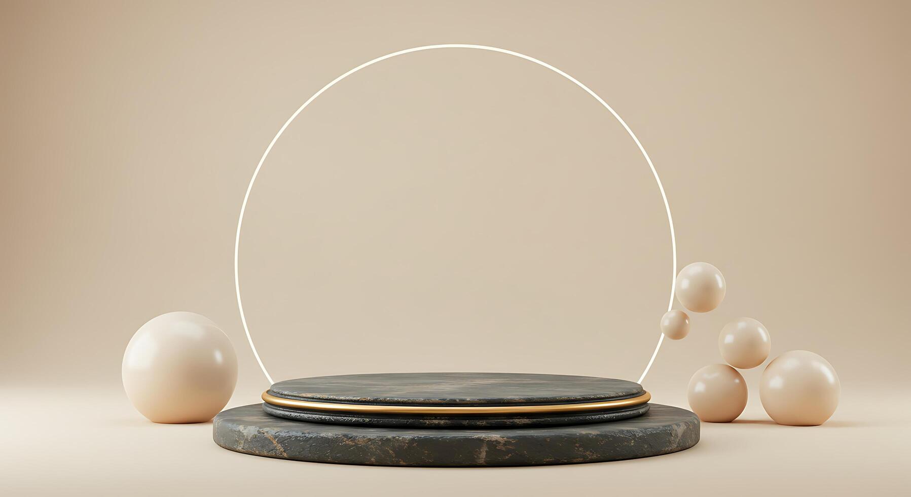 3d render of a marble pedestal with an egg on top photo