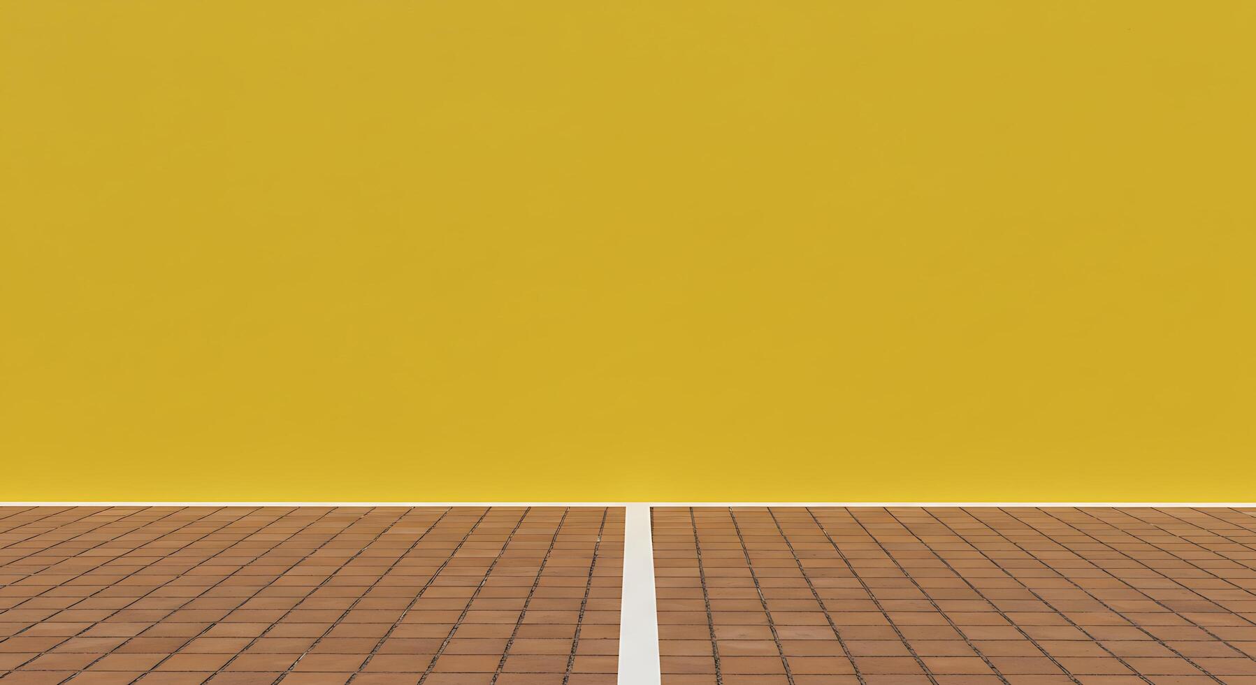 A yellow wall and a tennis court photo
