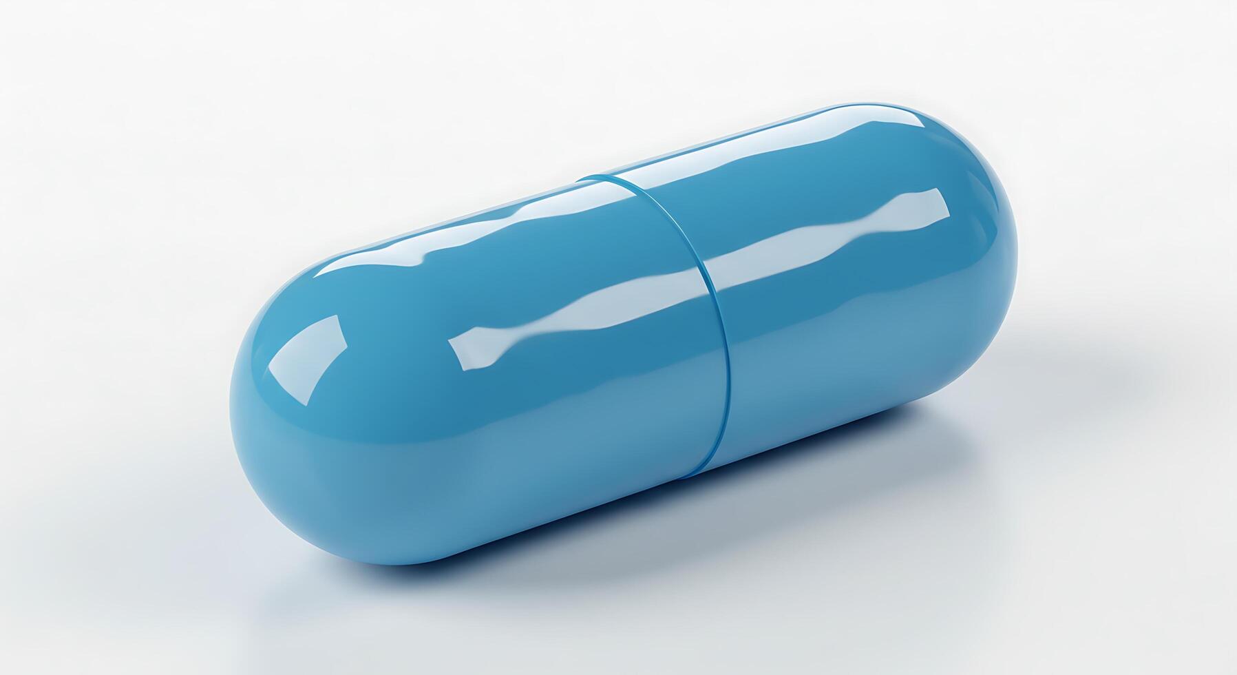 Blue pill on white background 3d render photo