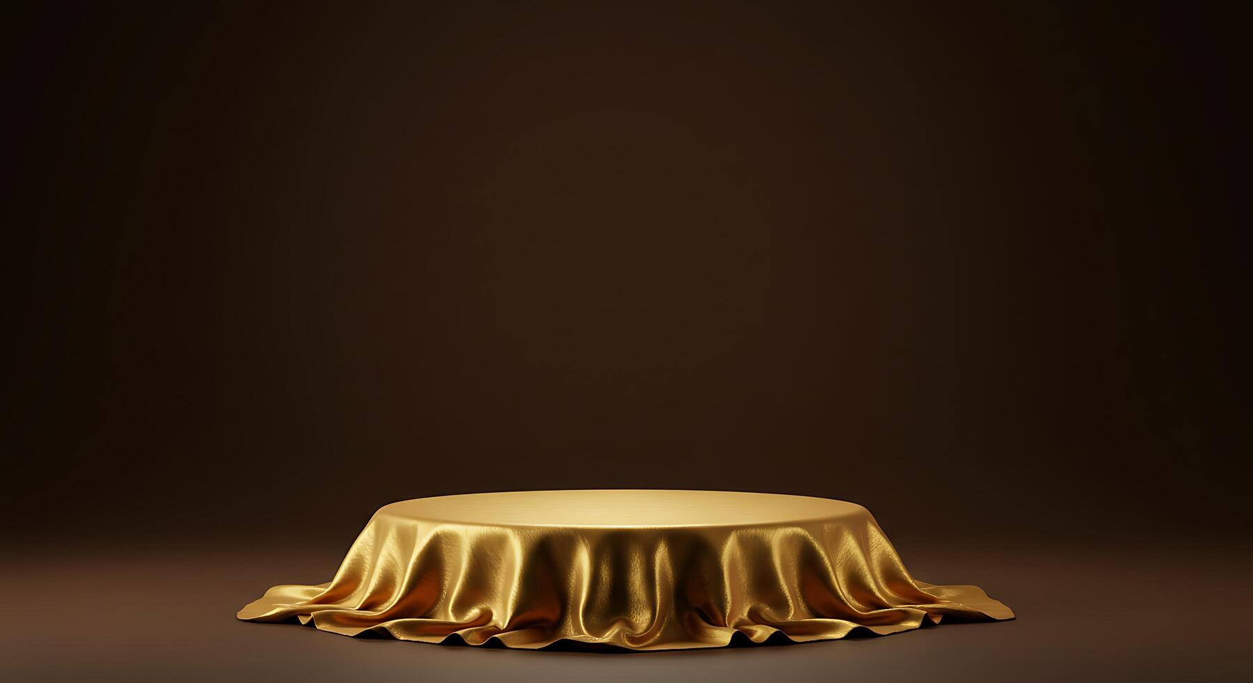 Golden tablecloth on a dark background photo