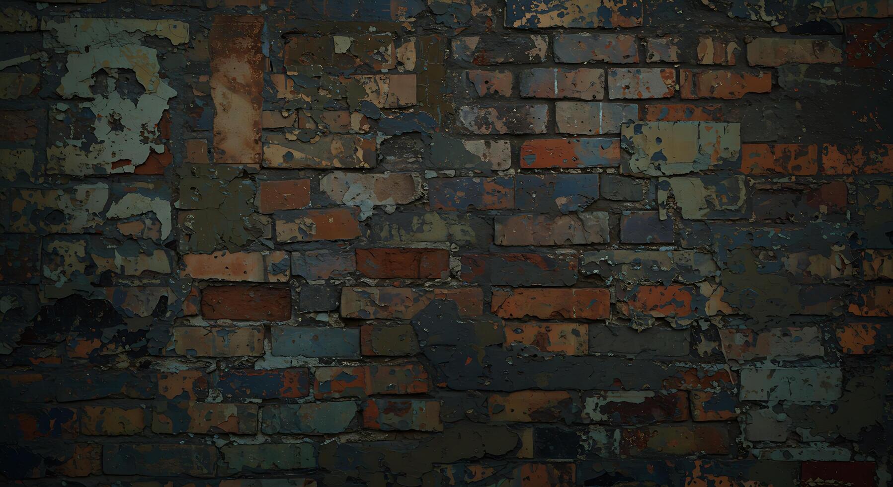 A brick wall with many different colors photo
