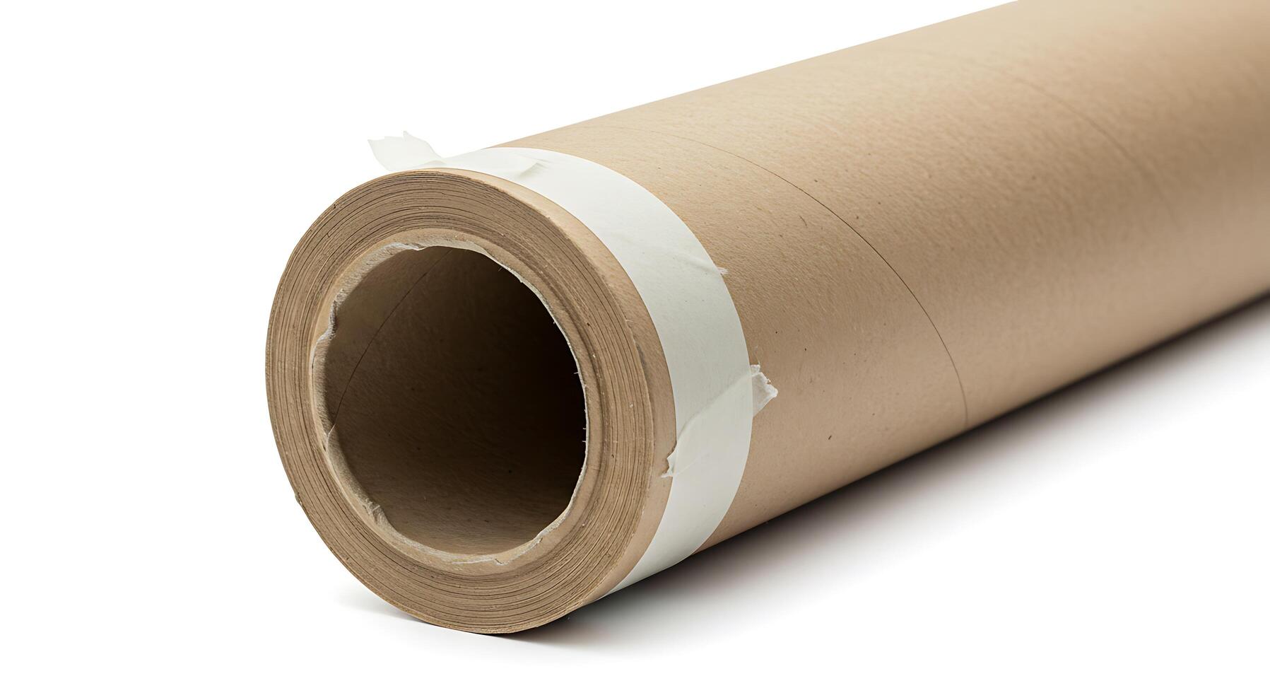 A roll of brown paper with white tape photo