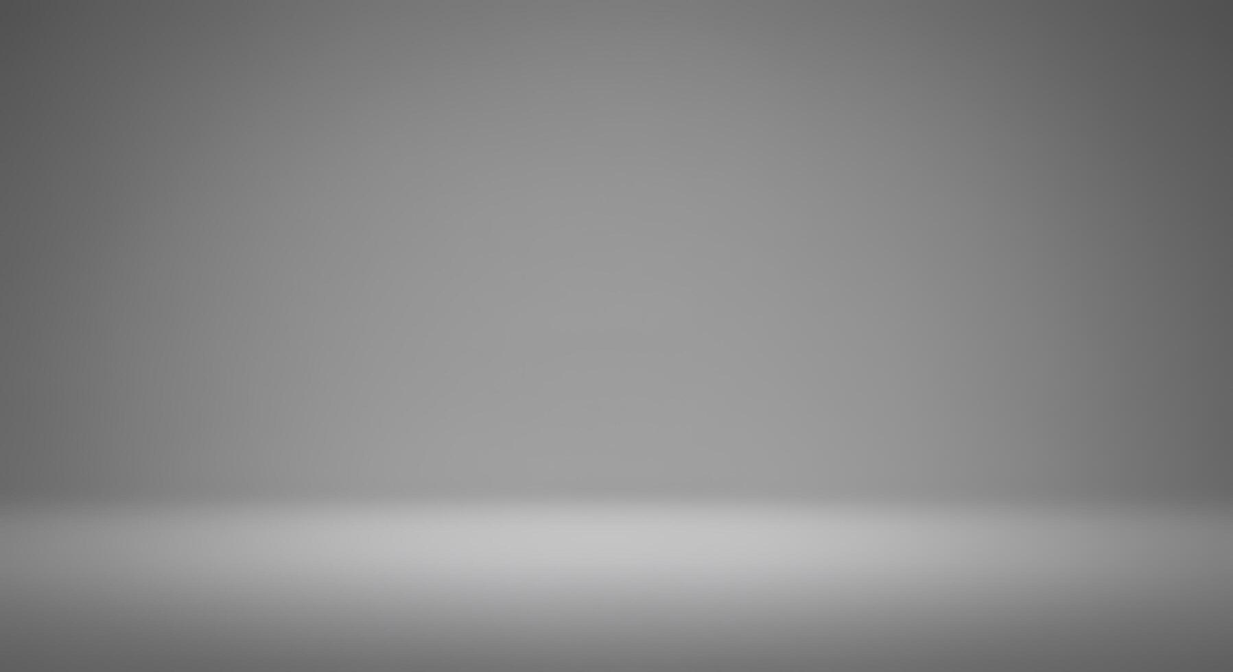 Empty gray room with a white floor and a black wall photo