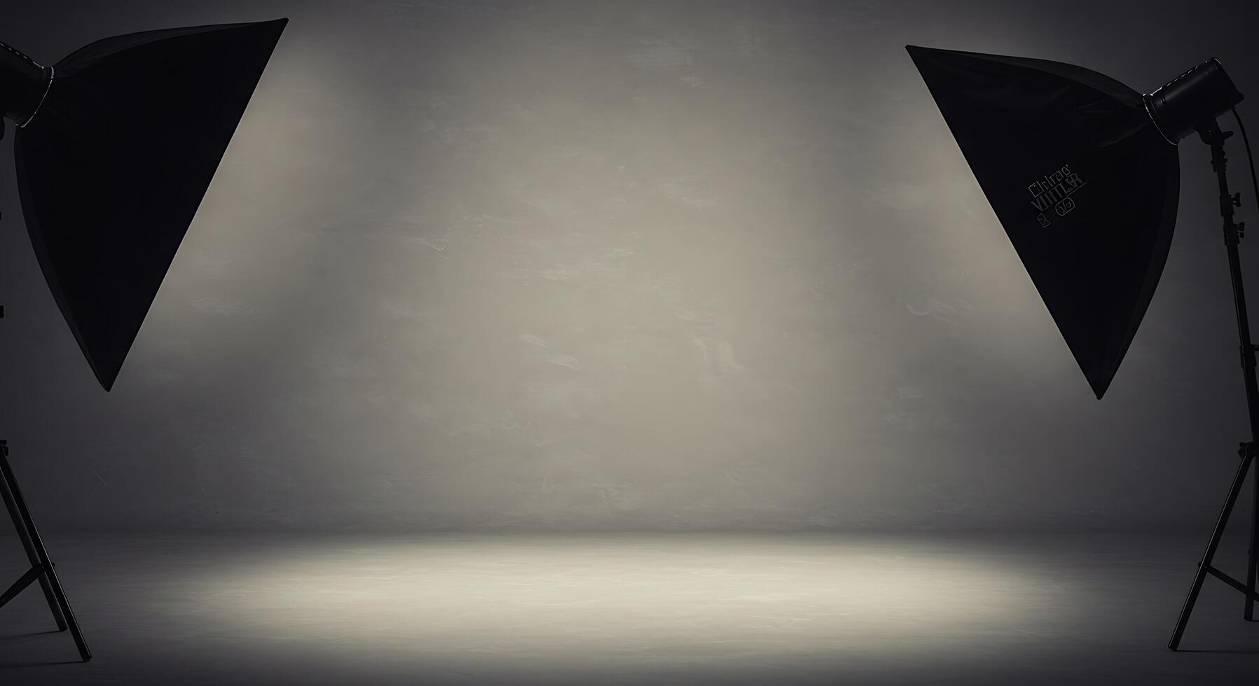 Photo studio with two lights and a white wall