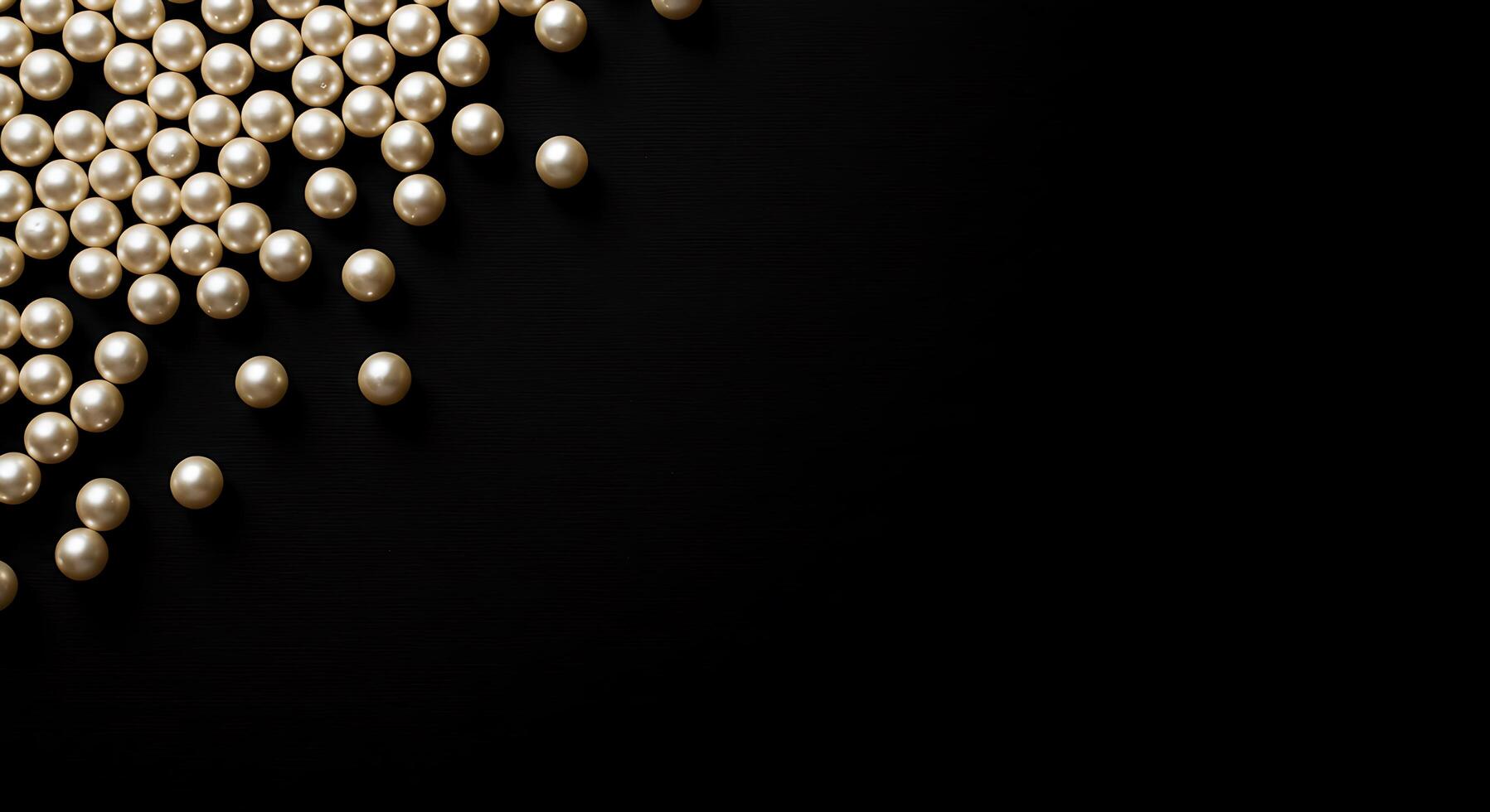 Golden pearls on black background 3d render photo