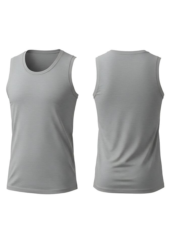 A gray tank top with a front view photo