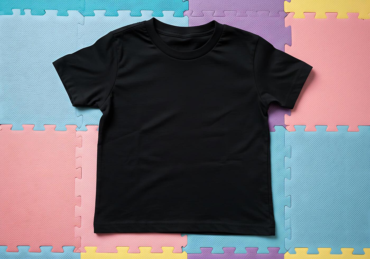 Black t - shirt on colorful background photo