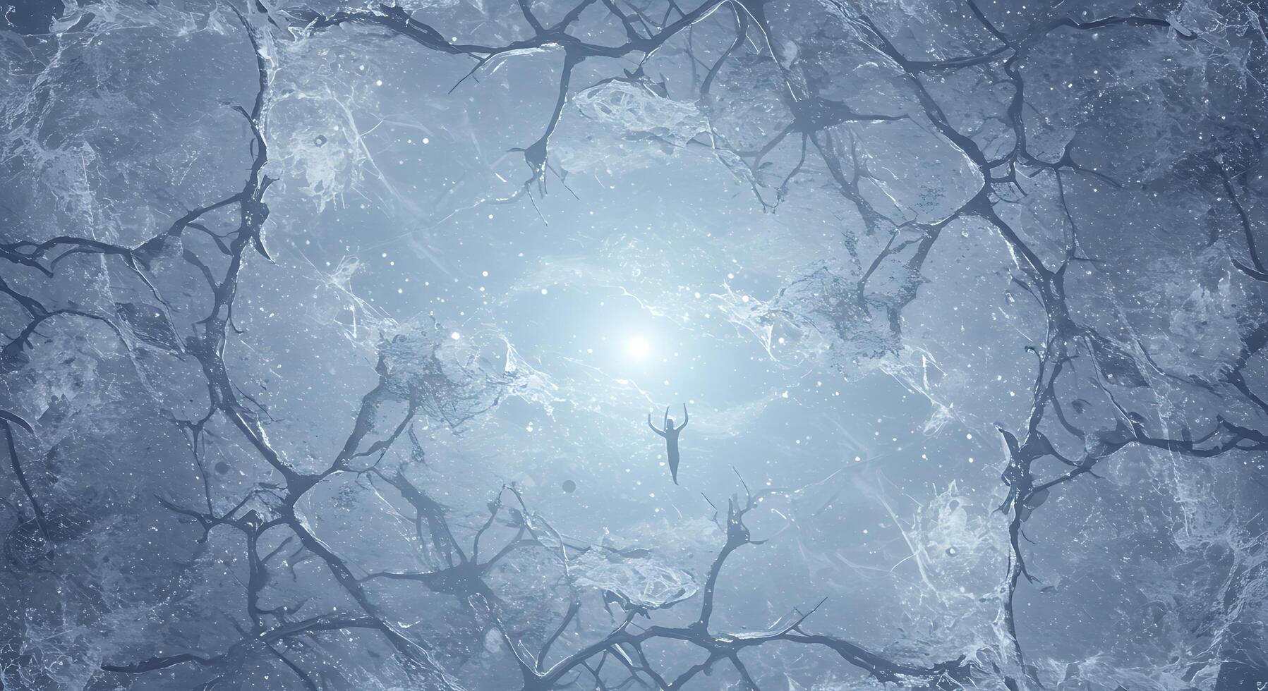 A man is standing in the middle of a snow covered area photo
