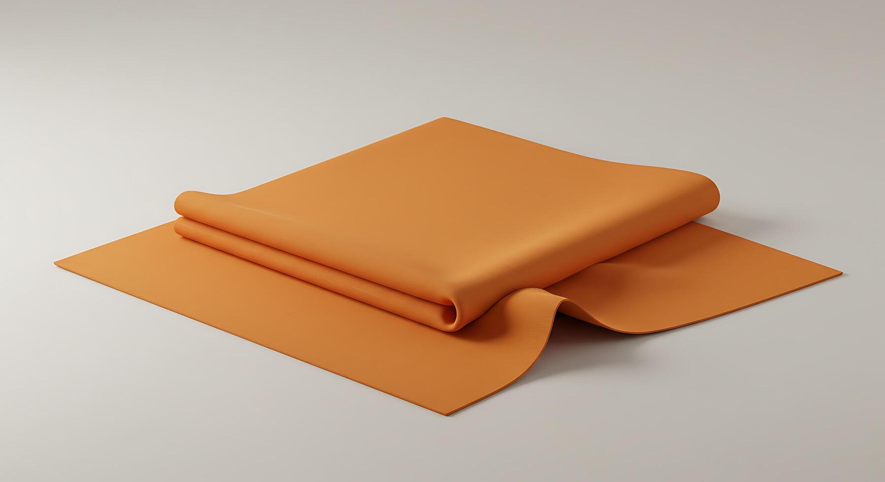 A folded orange piece of paper on a white surface photo