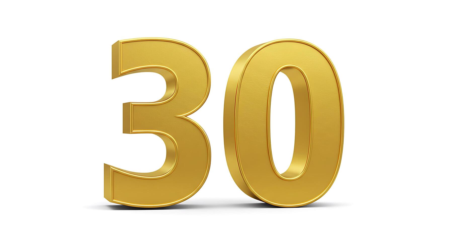 The number 30 is shown in gold on a white background photo