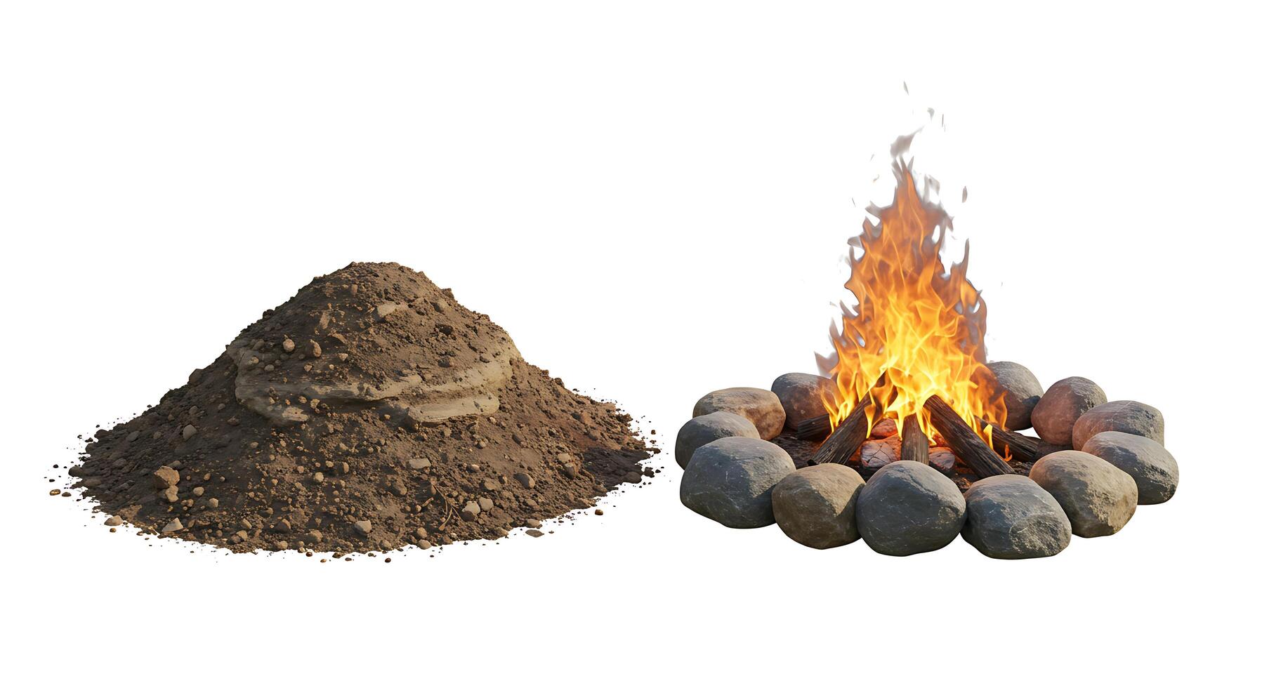 A pile of rocks and a fire pit photo
