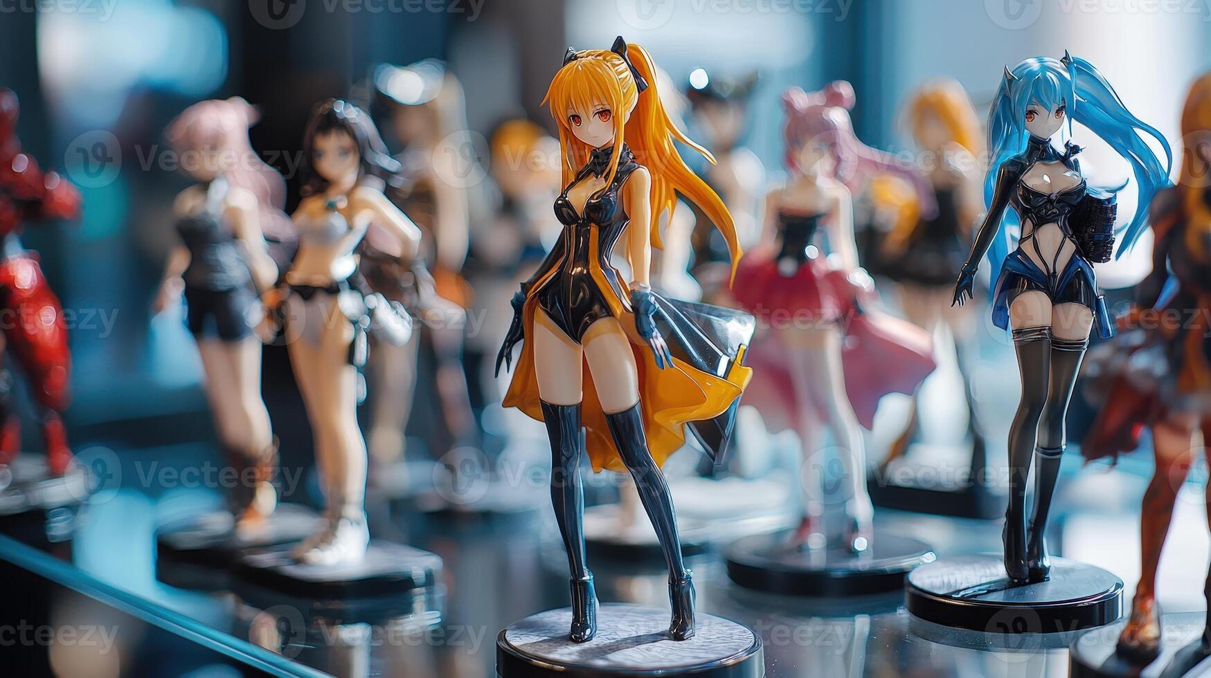 A display of figurines of anime characters photo