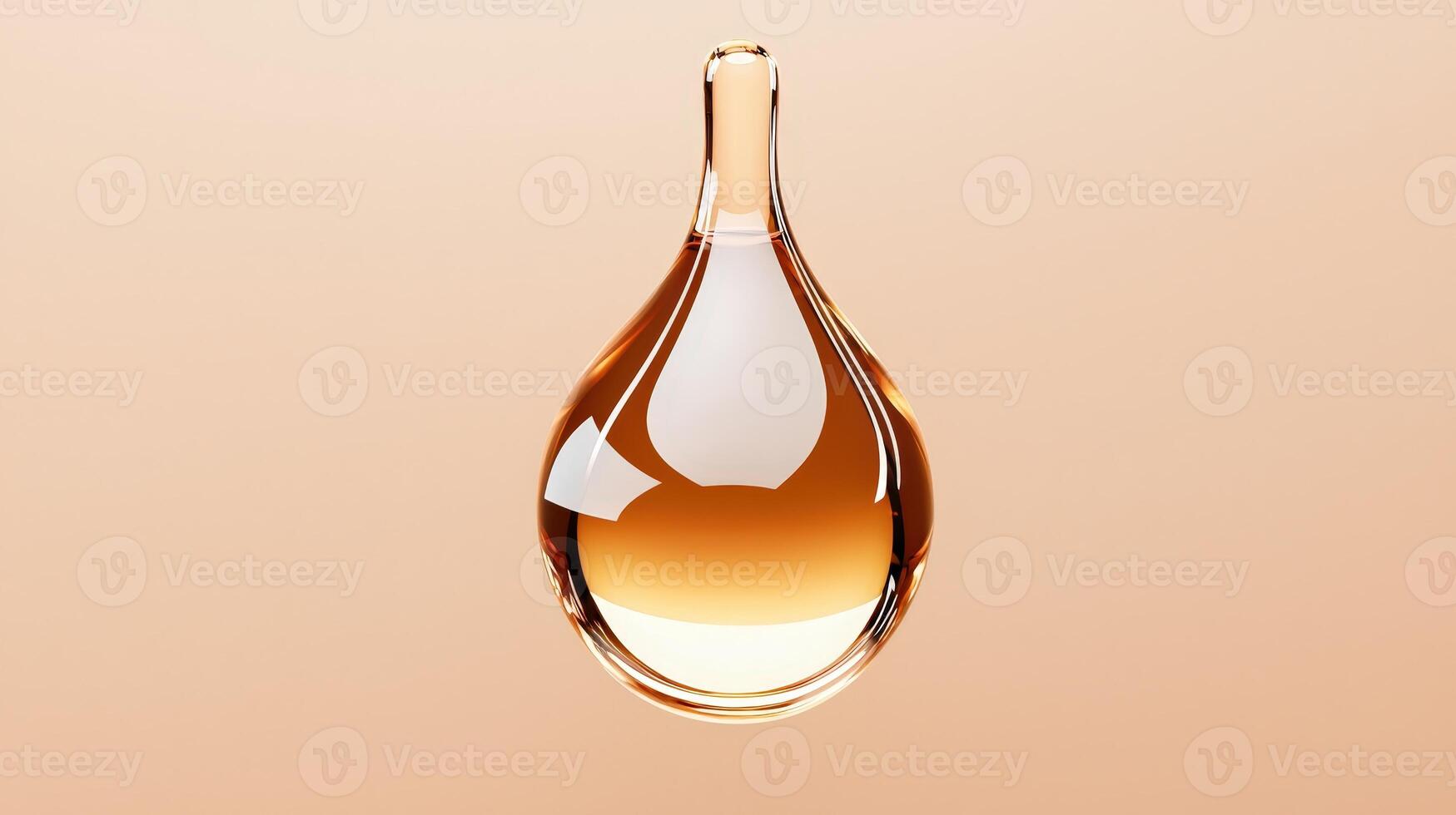 A drop of liquid is shown on a beige background photo