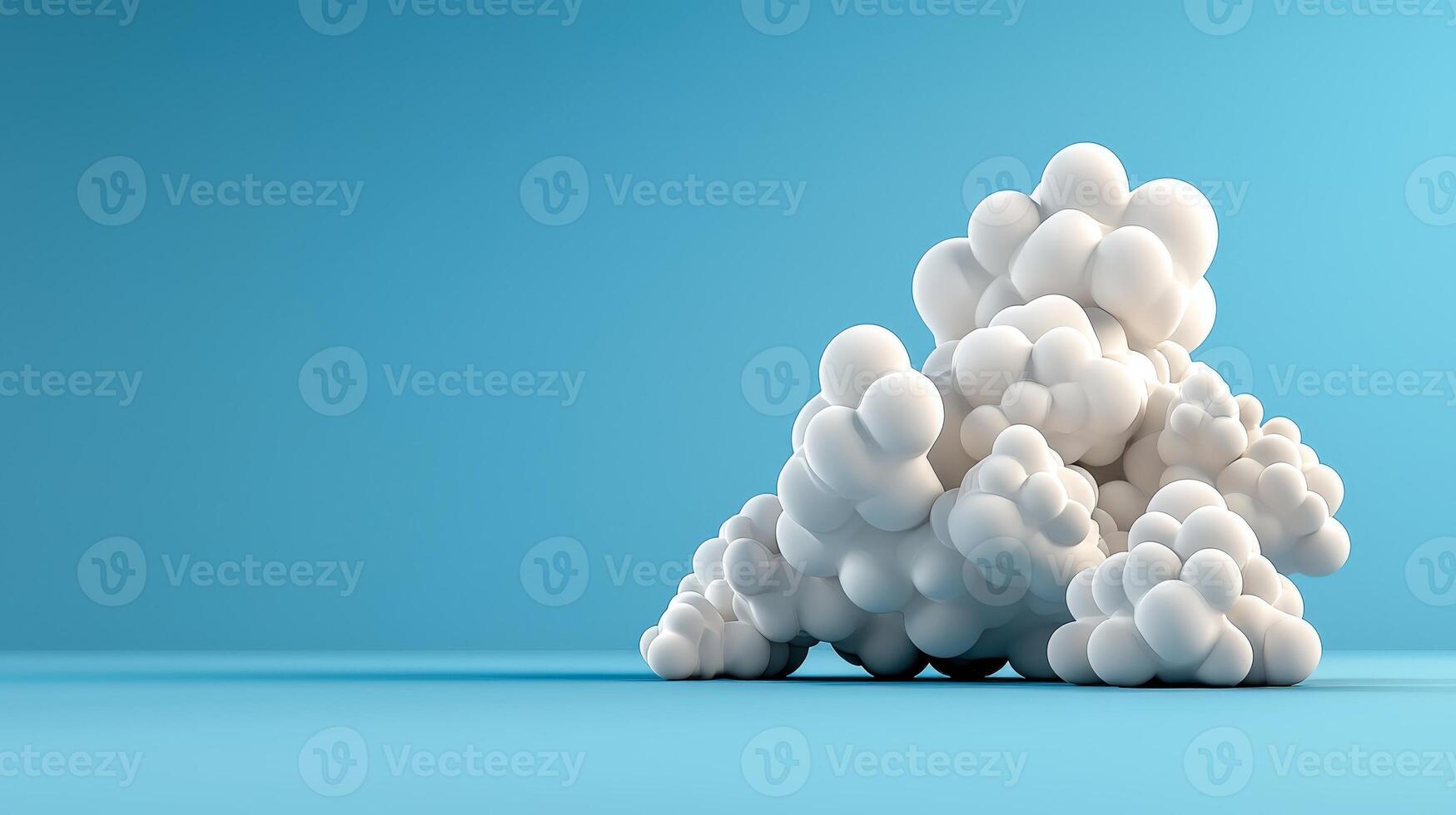 A 3d rendering of a cloud with many white balls photo