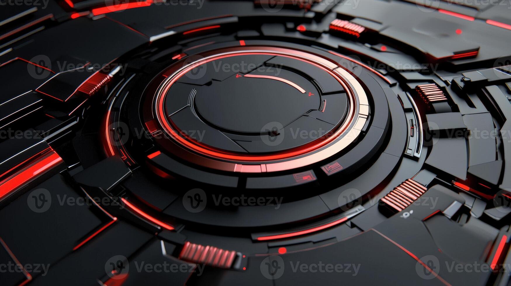 A futuristic red and black background with a red circle photo