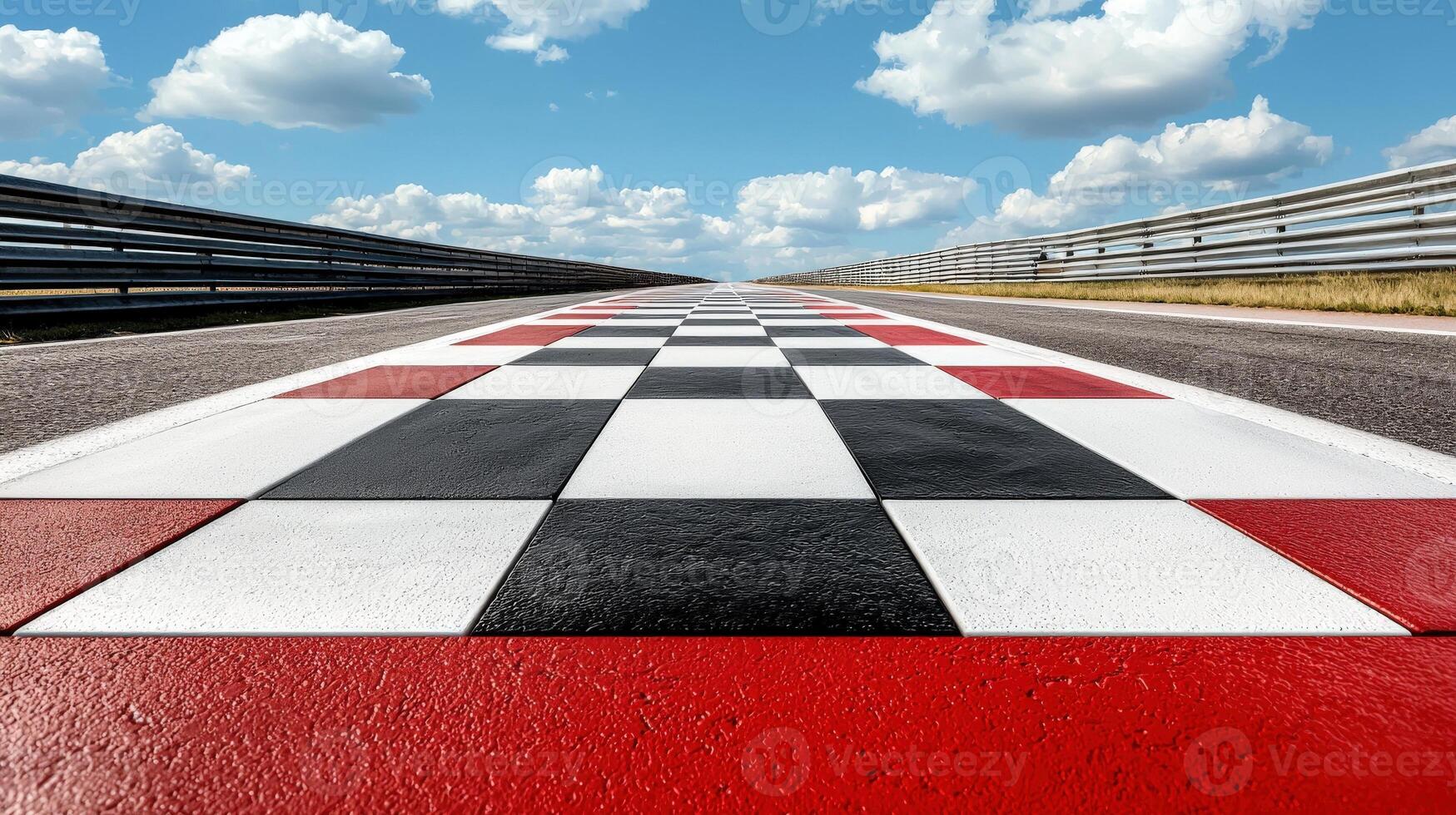 A road with a checkered red and white checkered floor photo