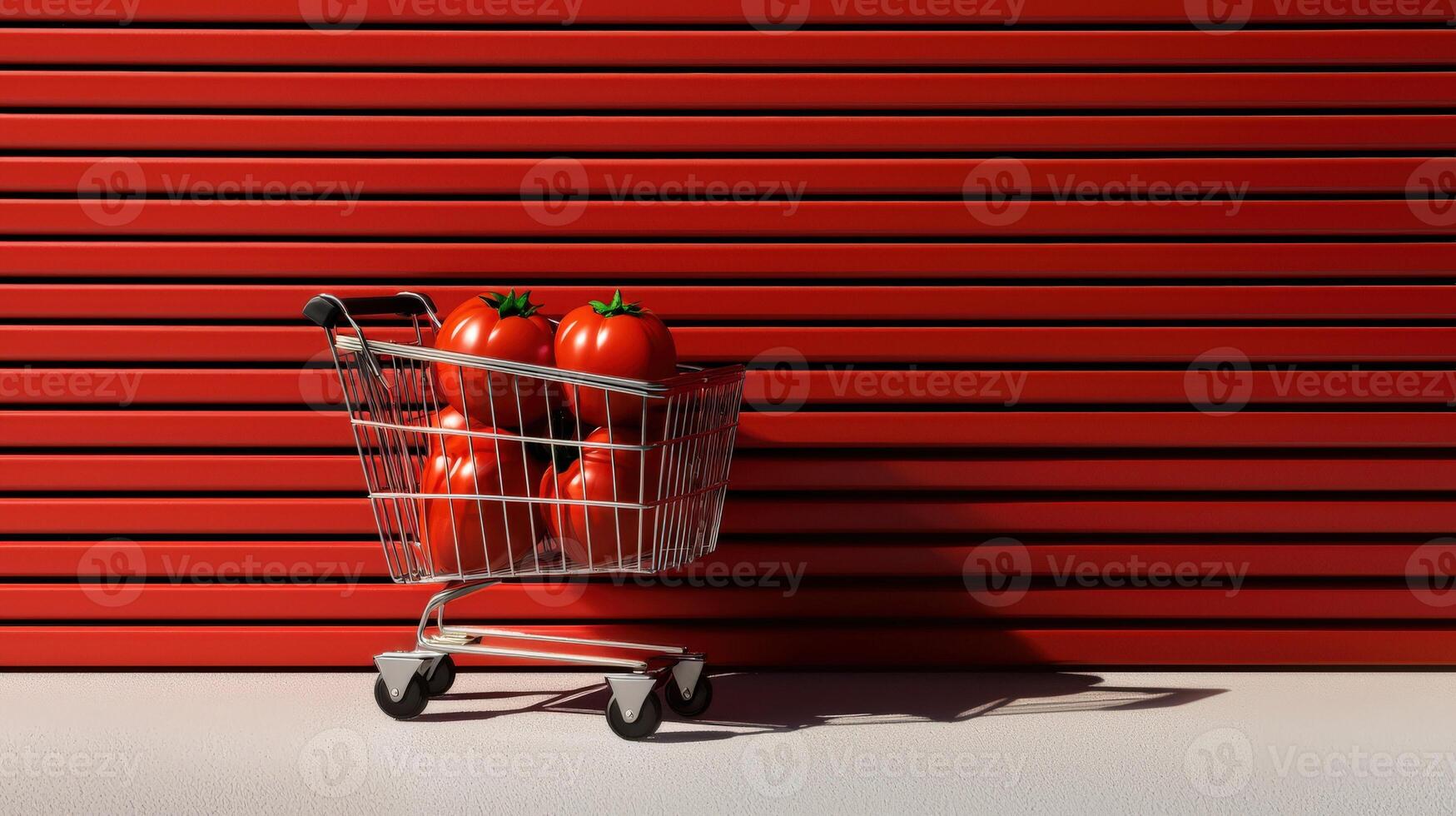 A shopping cart with tomatoes on it photo