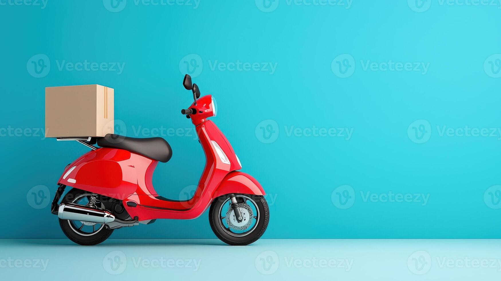 A red scooter with a box on the back photo