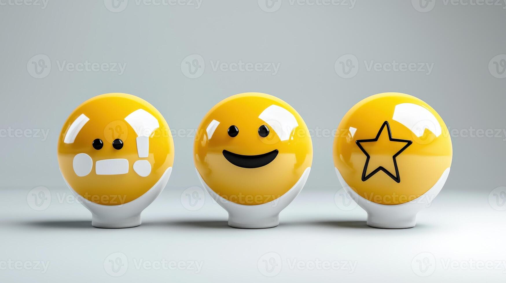 Three yellow egg shaped emoticions with a star photo