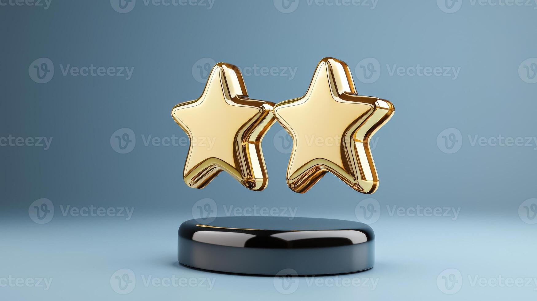 Golden star award on a pedestal 3d rendering photo