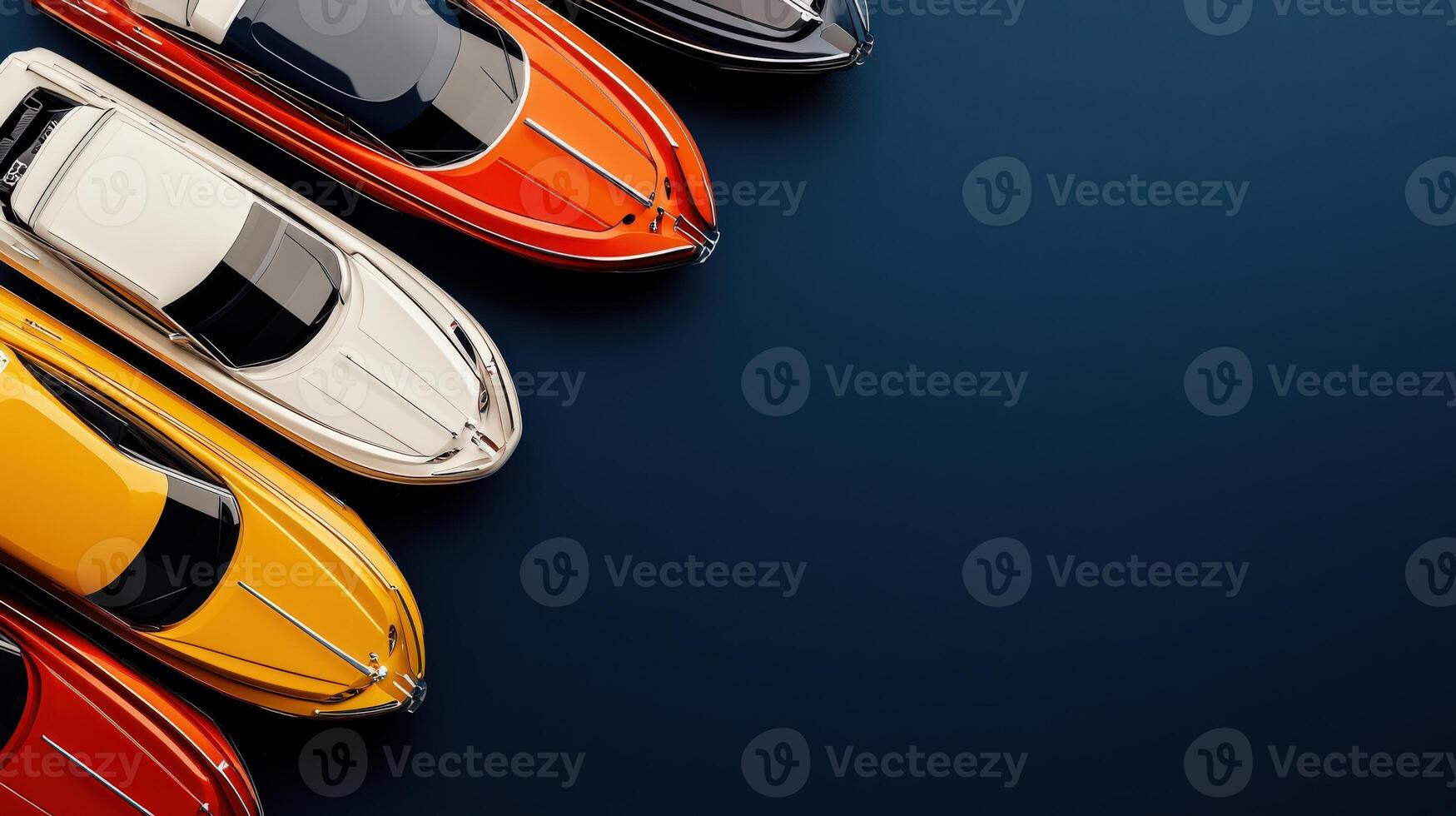 A row of colorful boats on a dark background photo