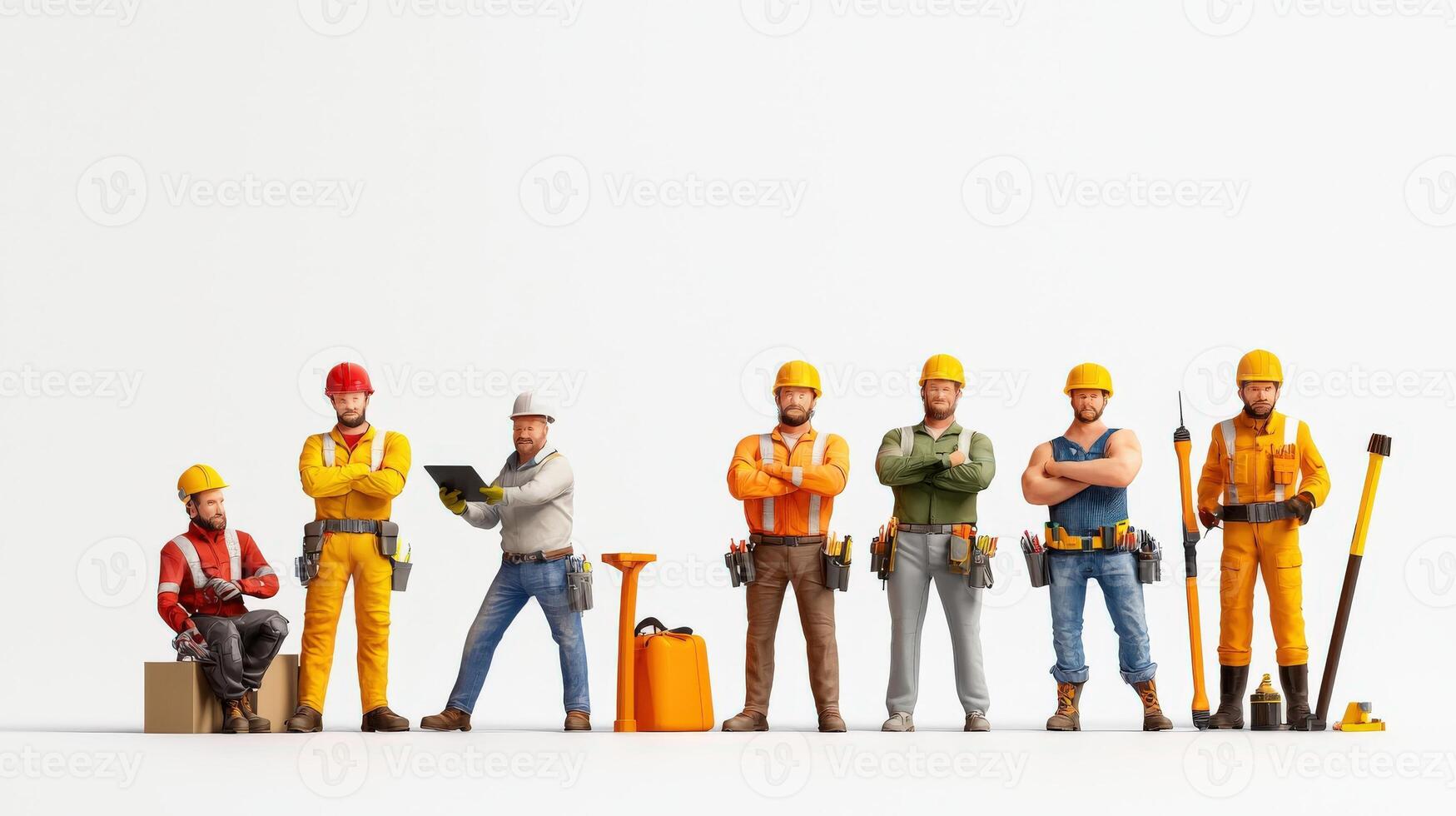 A group of construction workers standing in a row photo