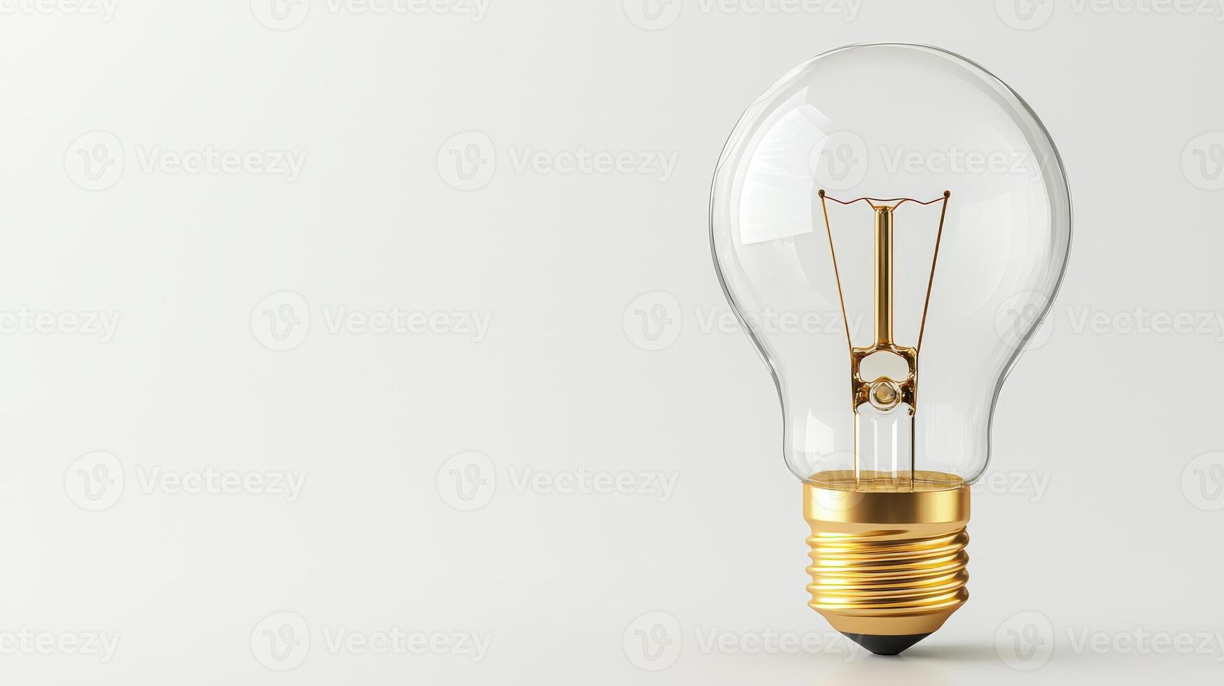 A golden light bulb on a white background photo