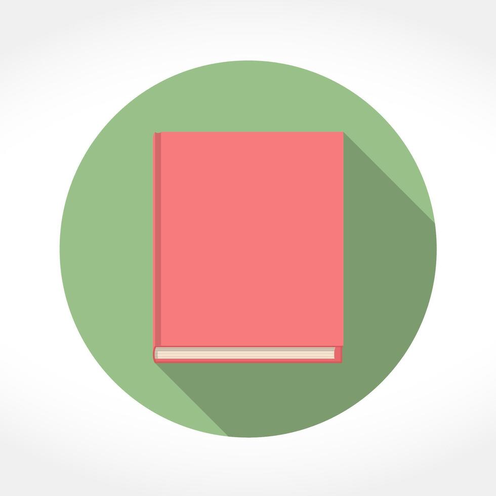 Book icon in circle, flat design with long shadow vector