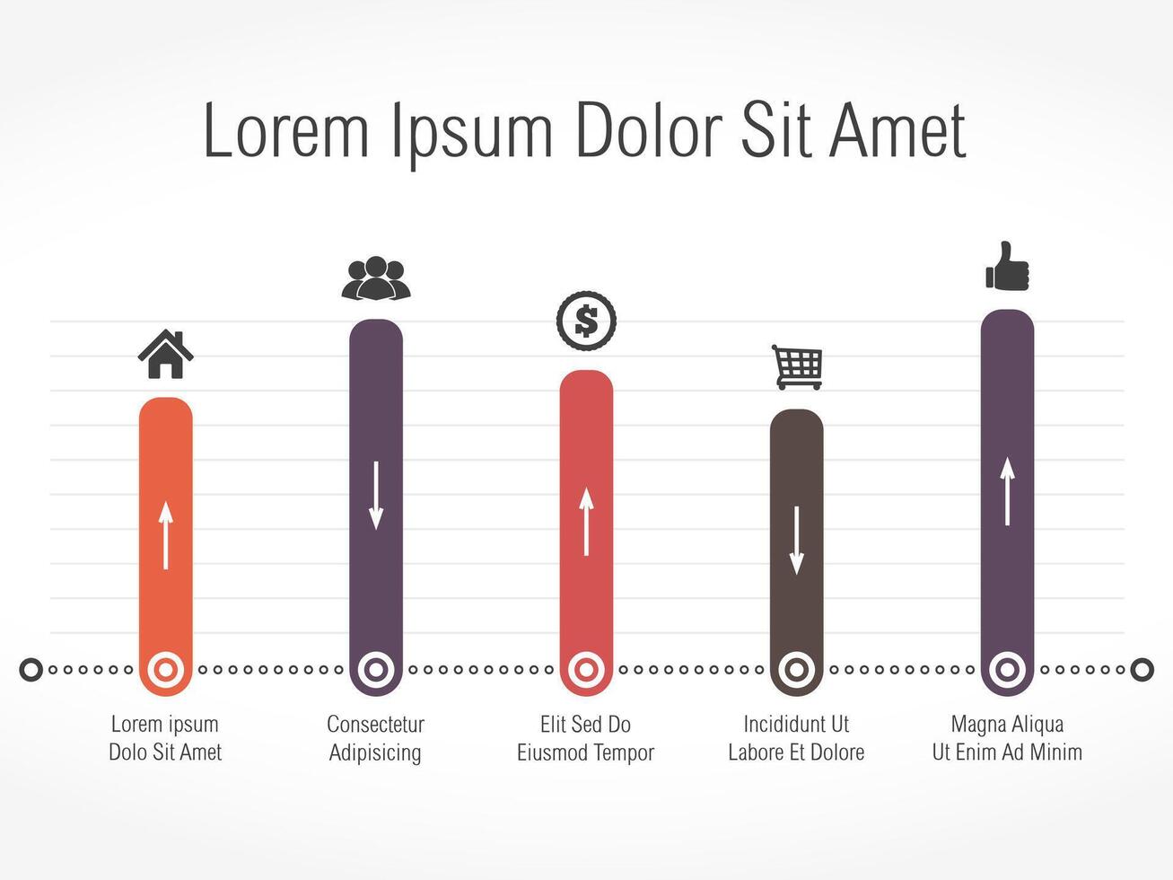 Bar graph with arrows template vector