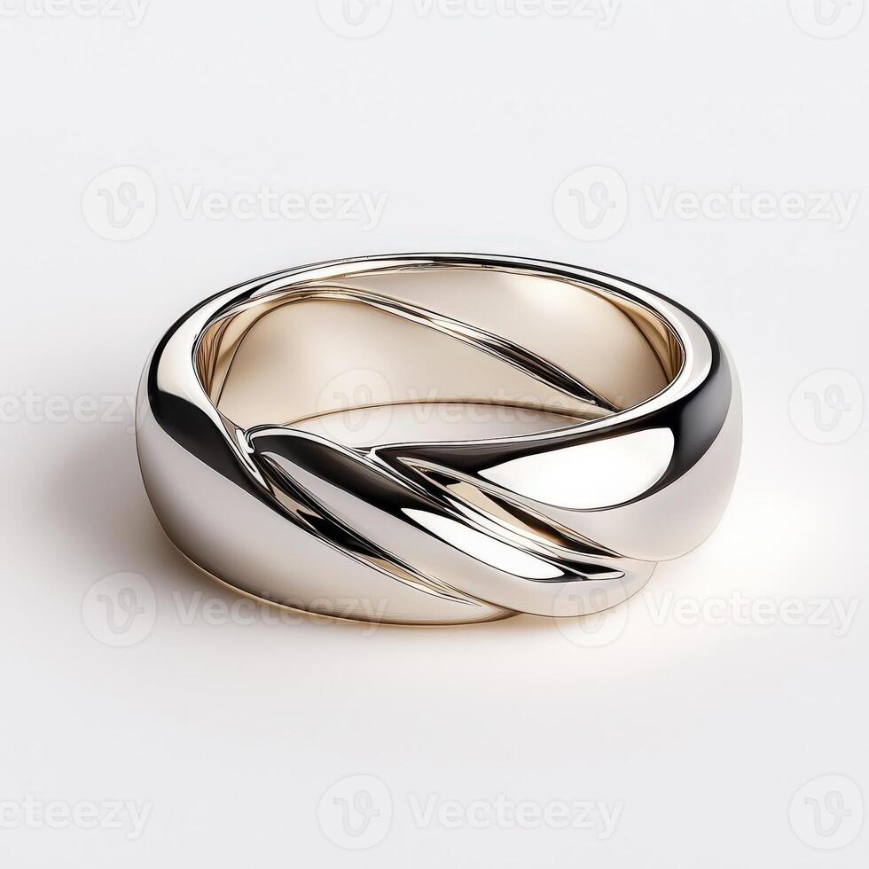 A wedding ring with two twisted bands photo