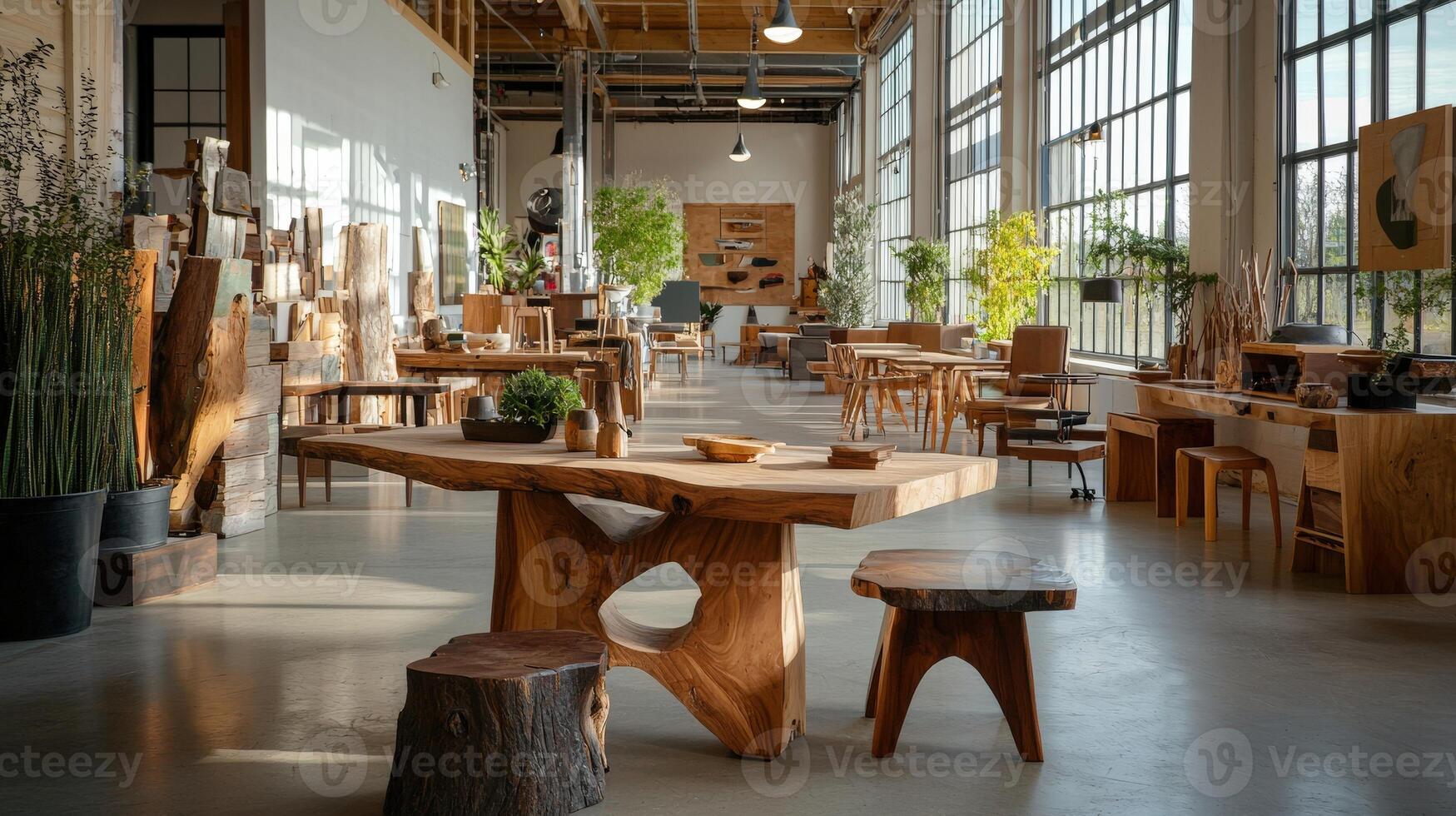 A large room with lots of wood furniture photo