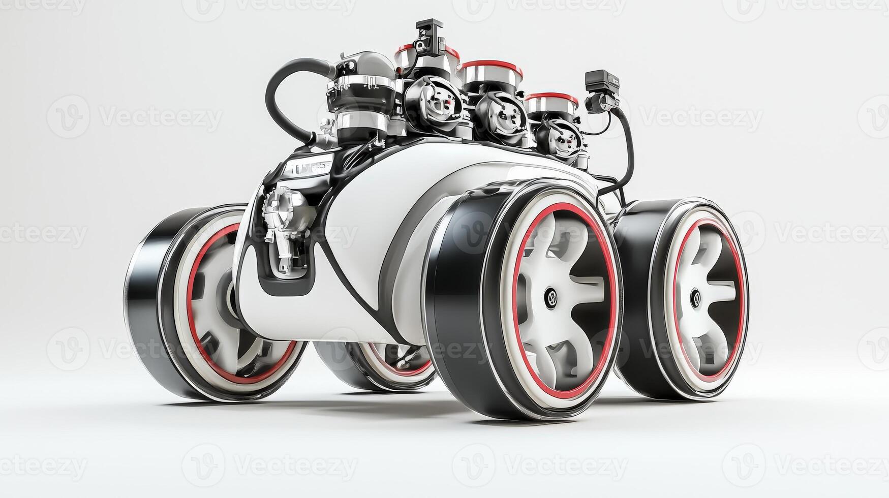 A futuristic car with four wheels and two engines photo