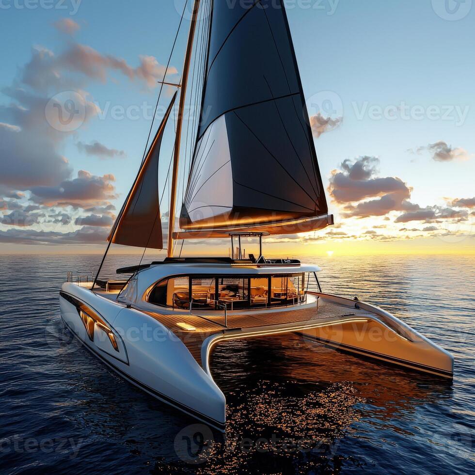 A catamaran sailing on the ocean photo