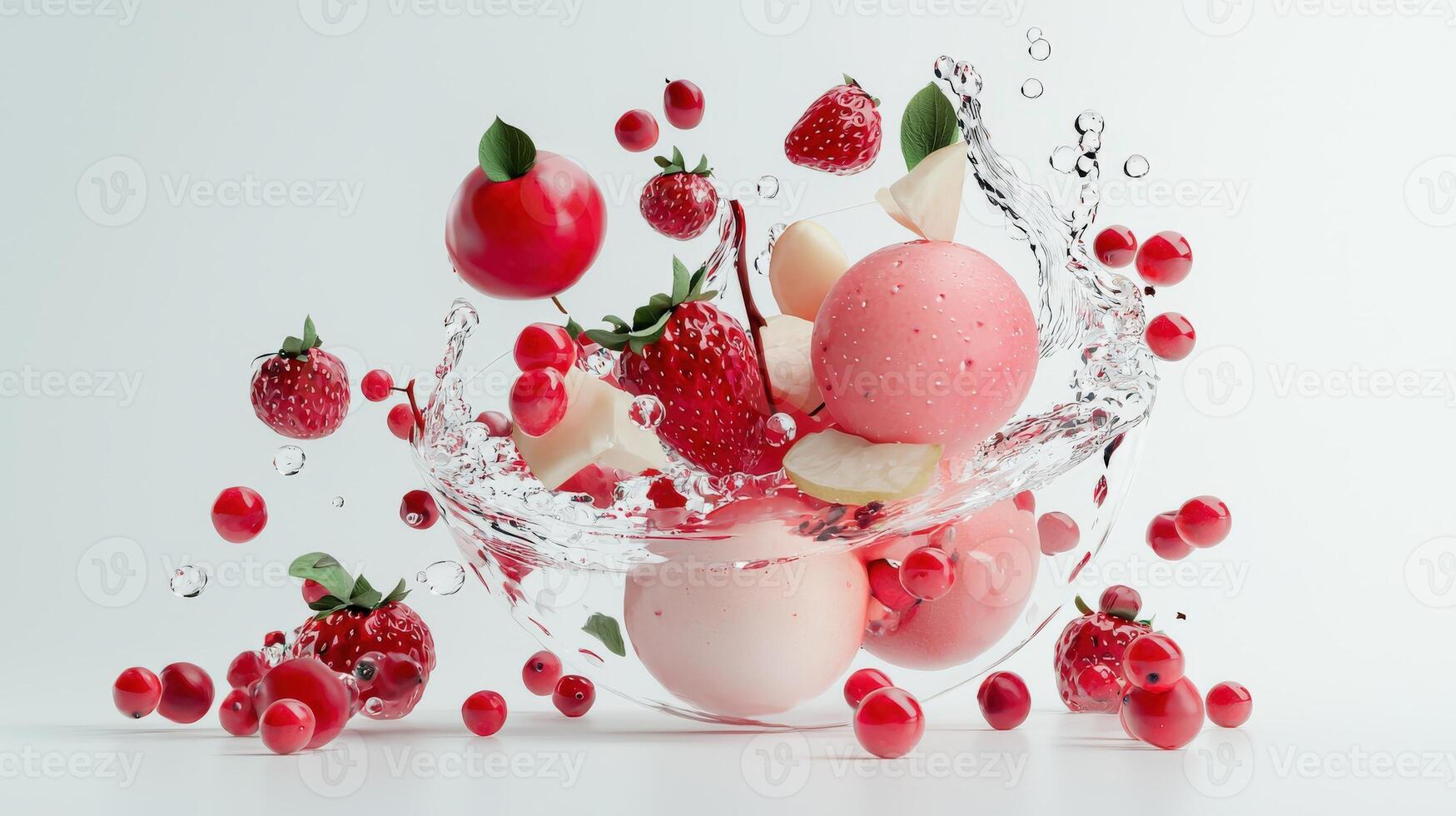 A bowl full of strawberries and water photo