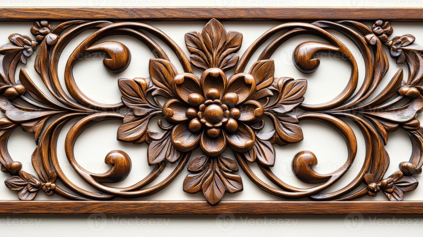 Wooden wall panel with floral design photo