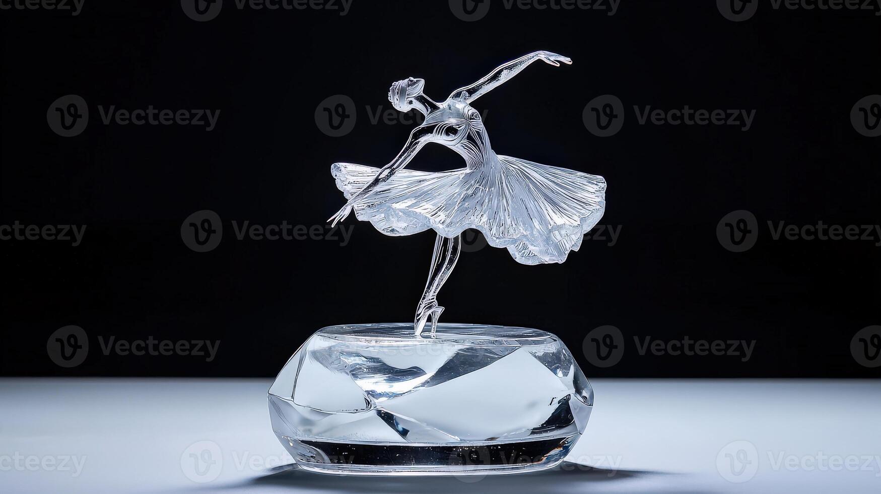 A crystal ballerina figurine on a glass base photo